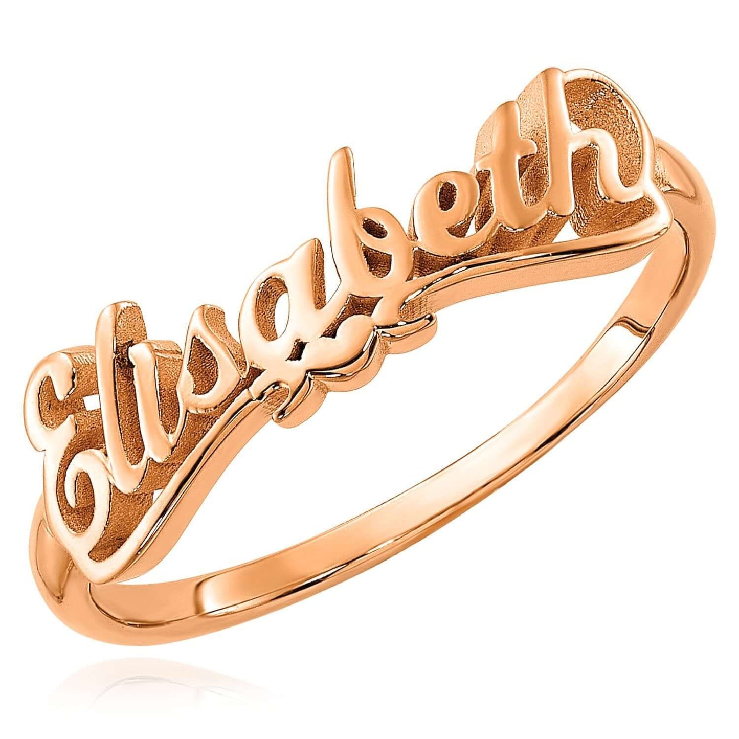 Personalized 14K Real Gold Yellow, White, and Rose Custom Name Ring