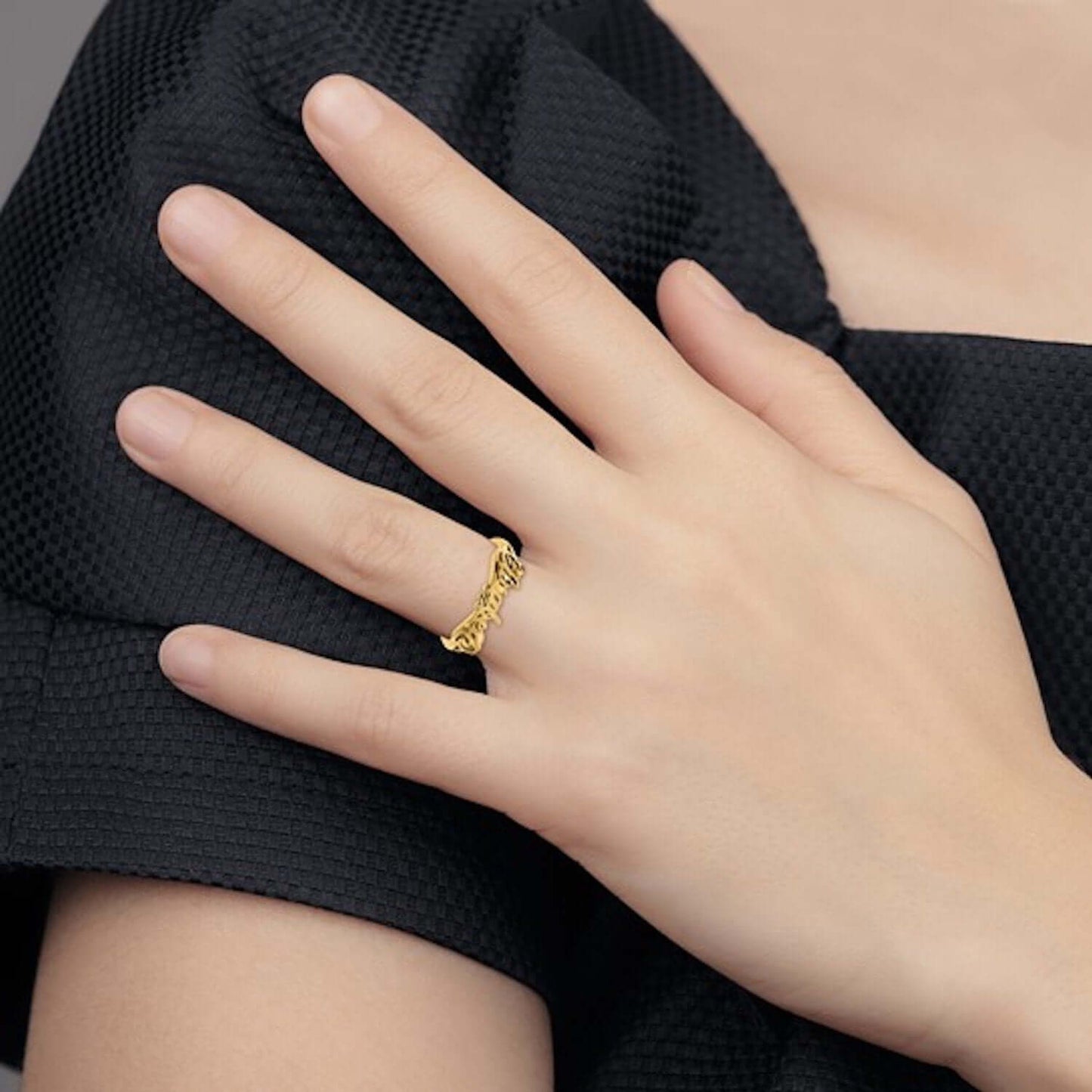 Personalized 14K Real Gold Yellow, White, and Rose Custom Name Ring