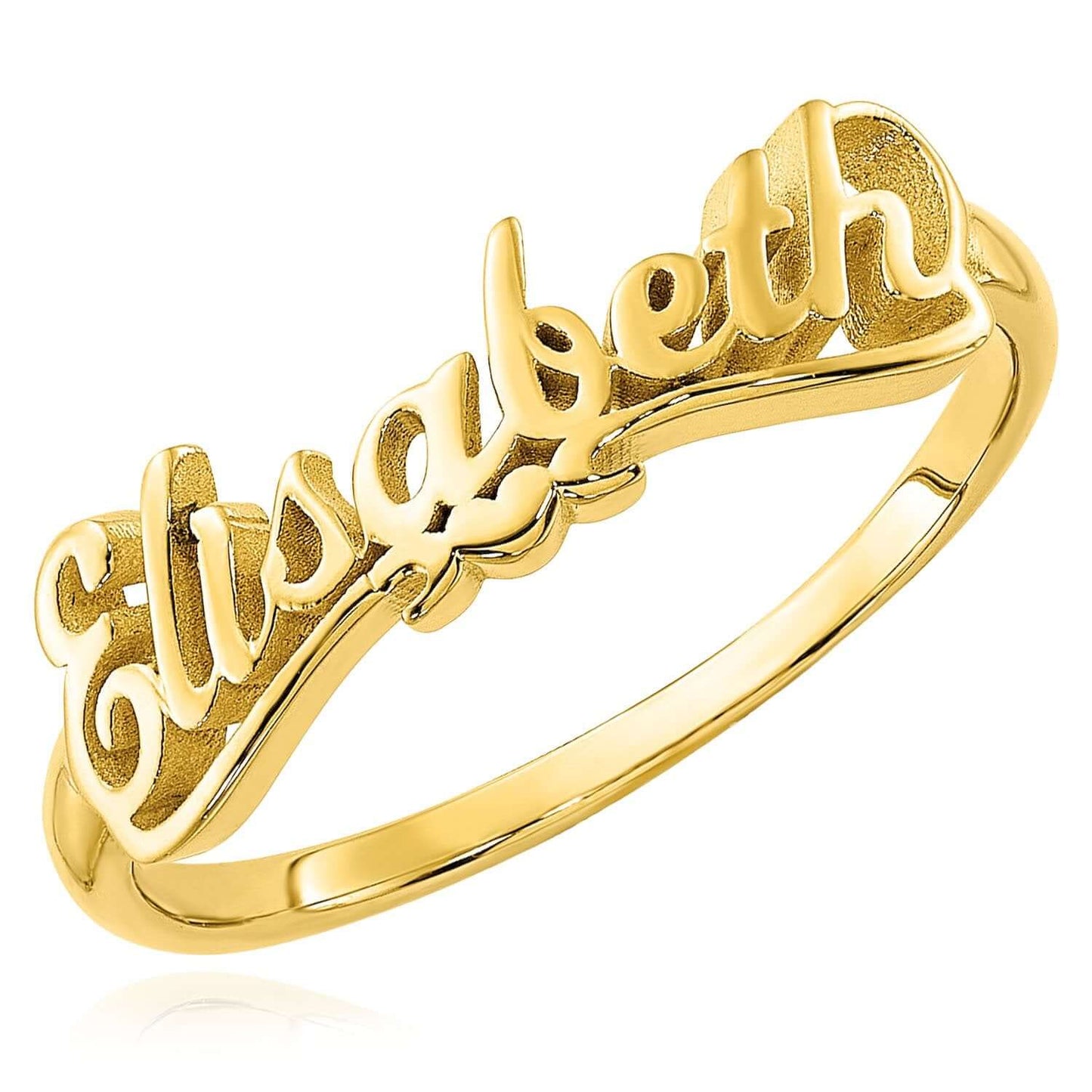 Personalized 14K Real Gold Yellow, White, and Rose Custom Name Ring