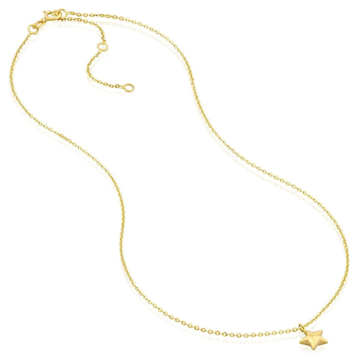 Kids 14K Real Gold Cable Chain Star Pendant Necklace 13"-15" Adjustable
