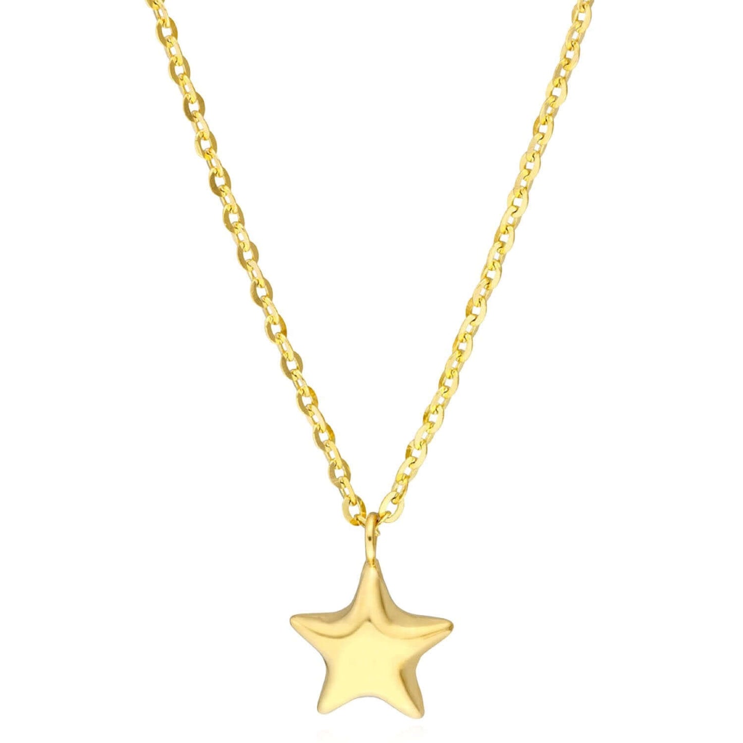 Kids 14K Real Gold Cable Chain Star Pendant Necklace 13"-15" Adjustable