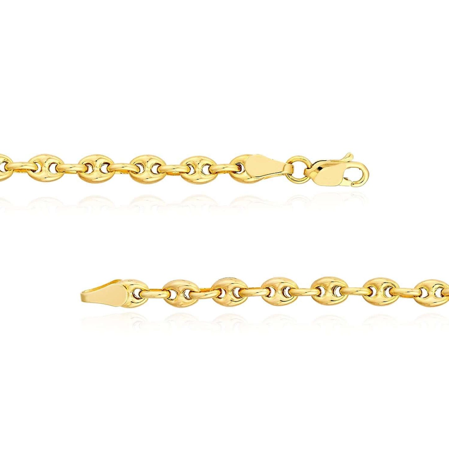 Kids Engravable 14K Real Gold Puff Mariner Personalized ID Bracelet 6"