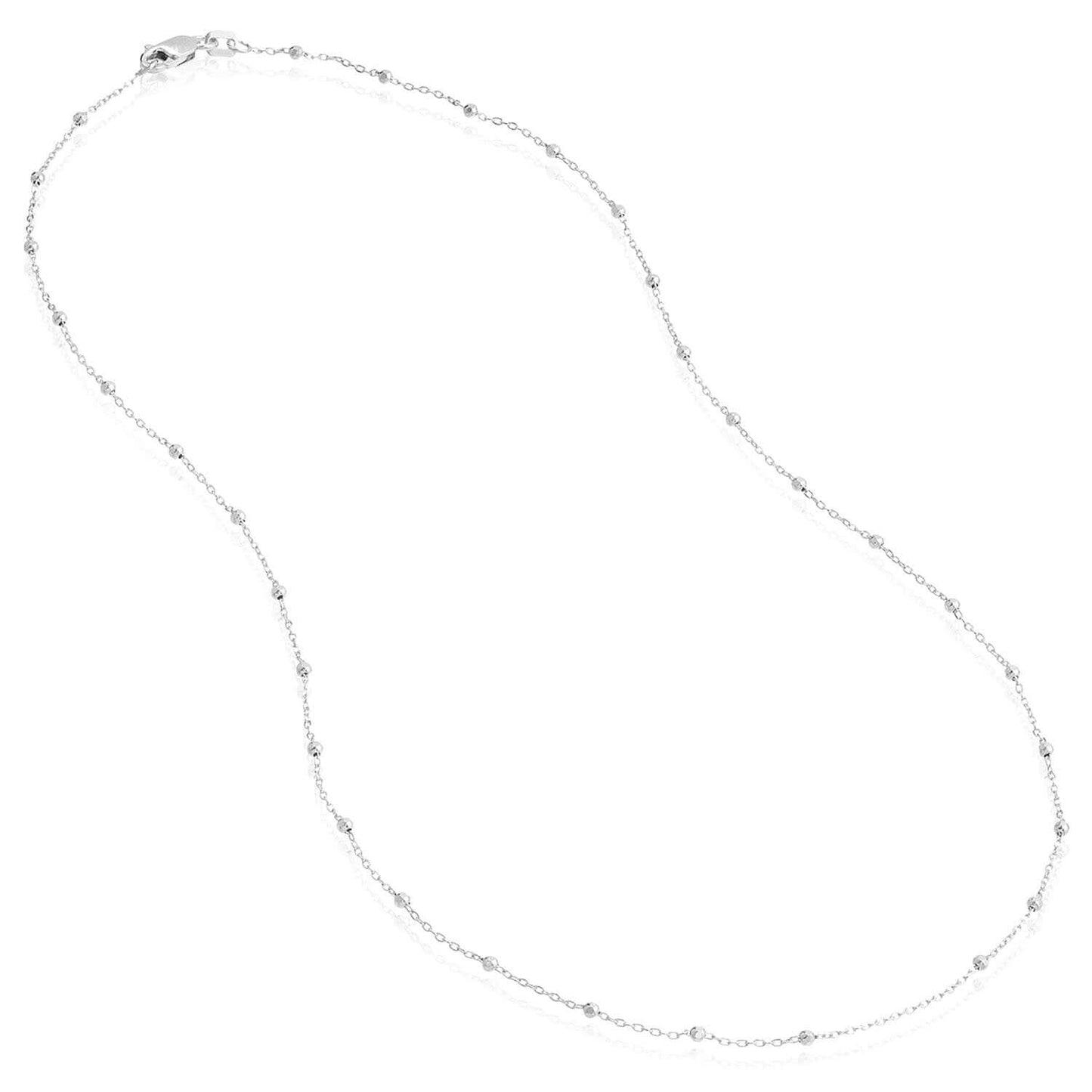 14K Real Gold Yellow White Faceted Beaded Saturn Chain Necklace 16" 18" 20" 24"