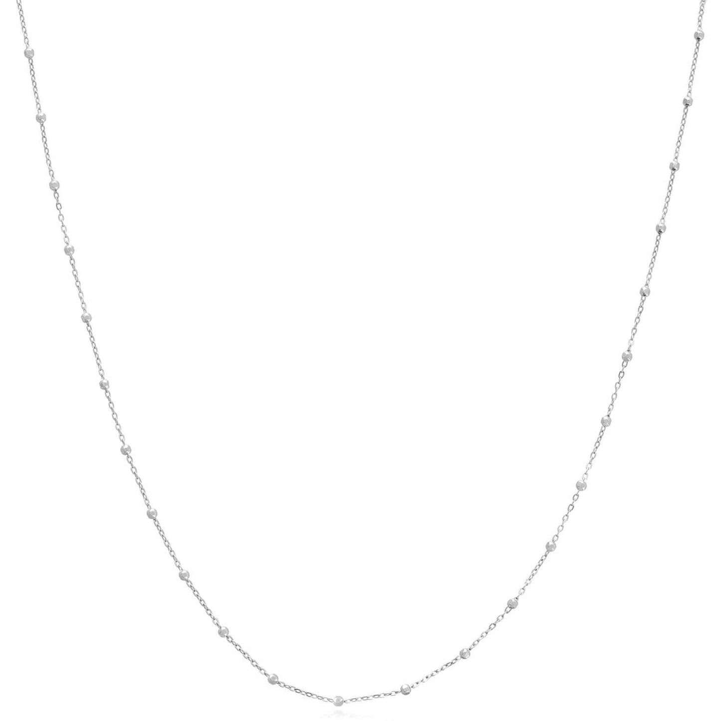 14K Real Gold Yellow White Faceted Beaded Saturn Chain Necklace 16" 18" 20" 24"