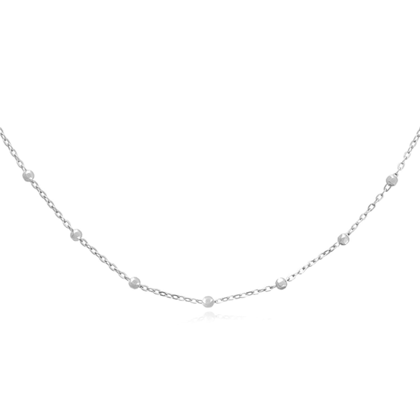 14K Real Gold Yellow White Faceted Beaded Saturn Chain Necklace 16" 18" 20" 24"