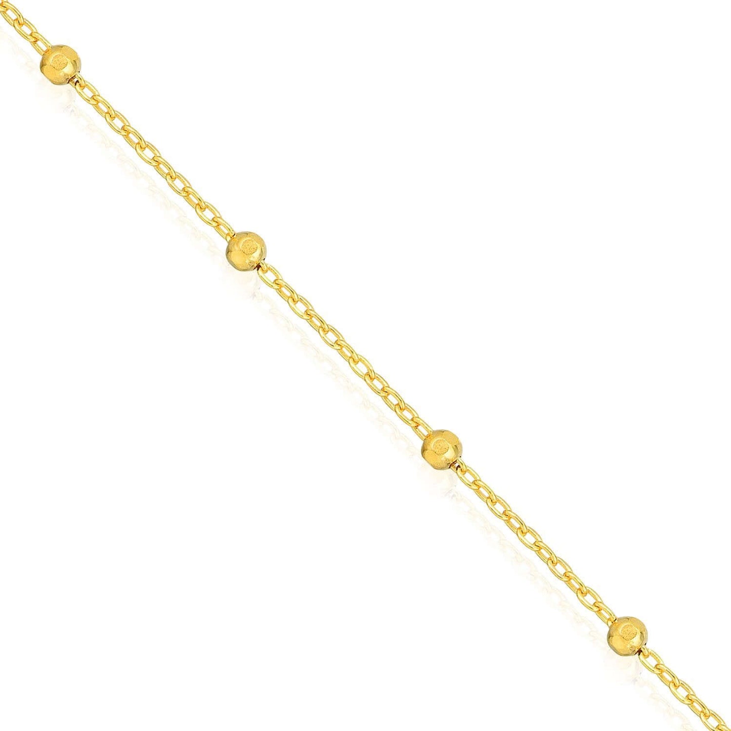14K Real Gold Yellow White Faceted Beaded Saturn Chain Necklace 16" 18" 20" 24"