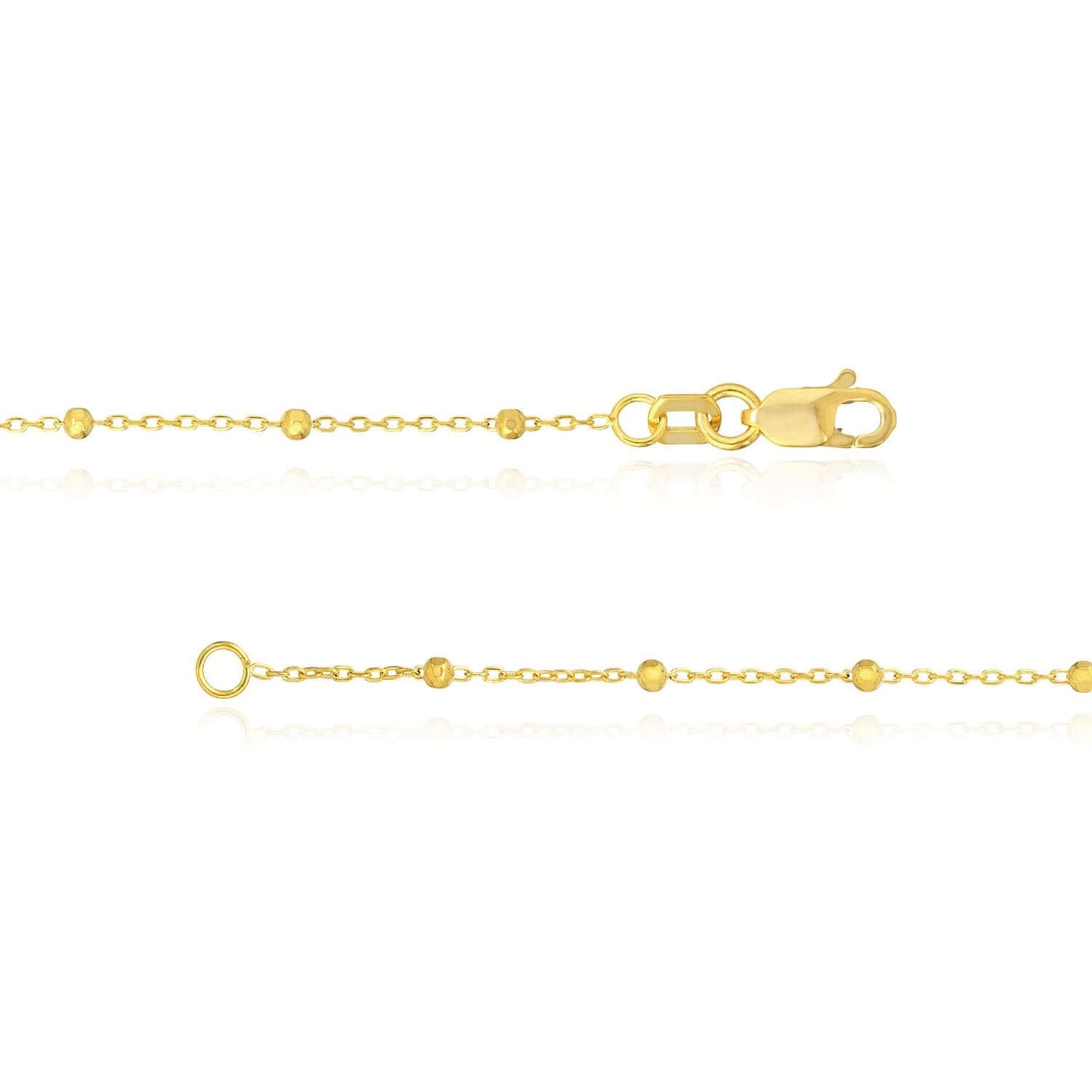 14K Real Gold Yellow White Faceted Beaded Saturn Chain Necklace 16" 18" 20" 24"