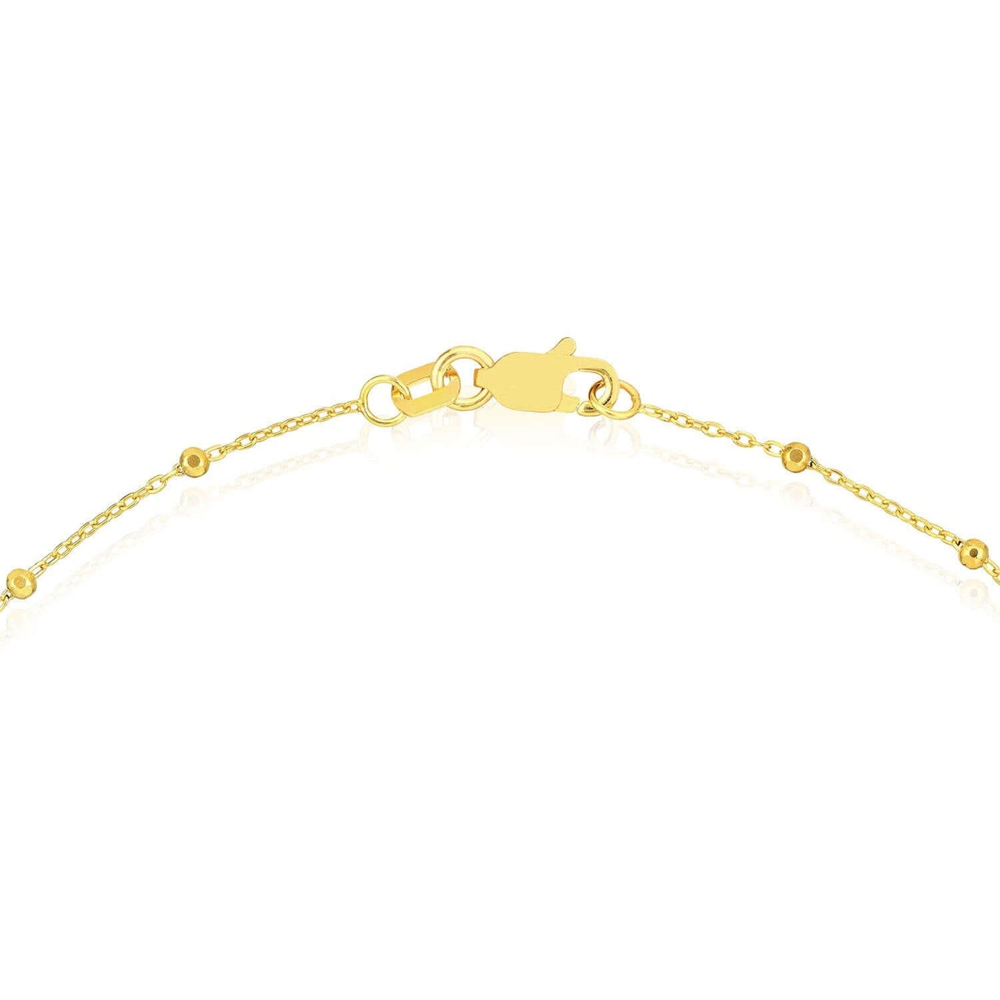 14K Real Gold Yellow or White Faceted Beaded Saturn Anklet 10"