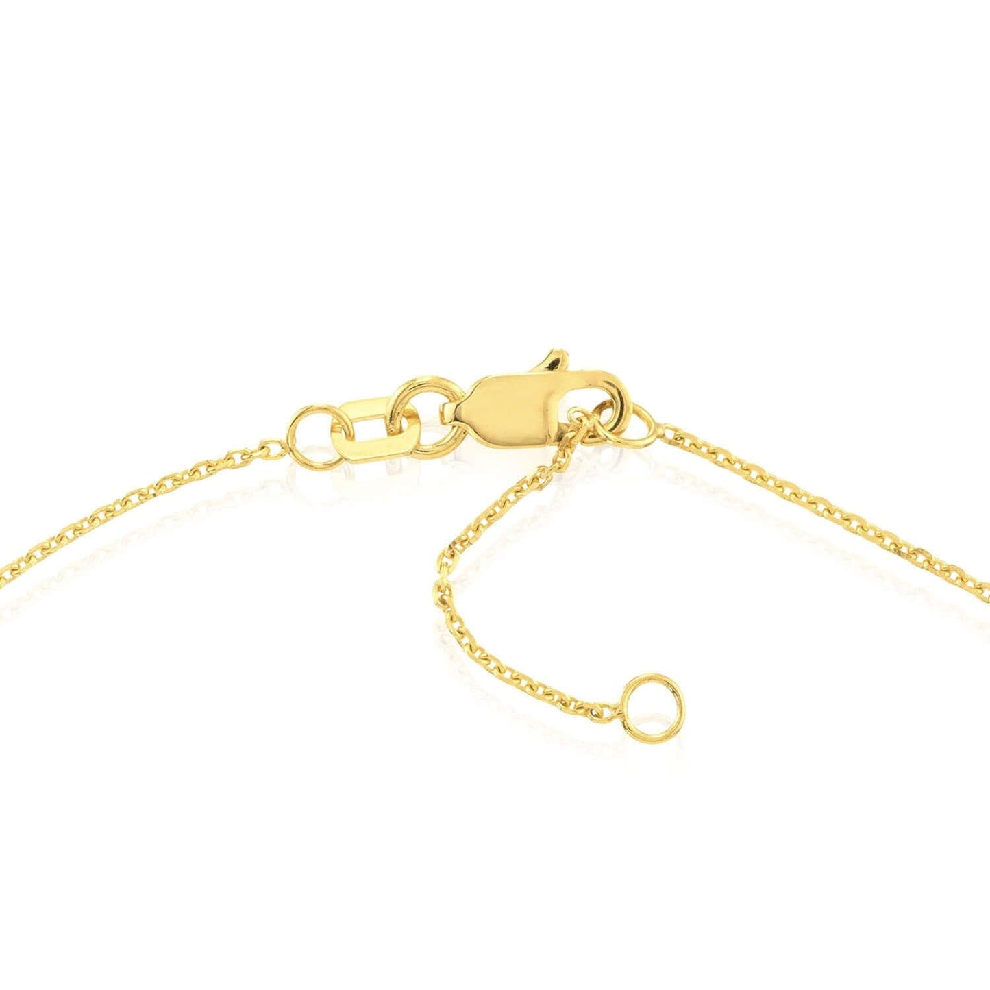 14K Real Gold Cable Chain Fluted North Star Charm Anklet 9"-10" Adjustable