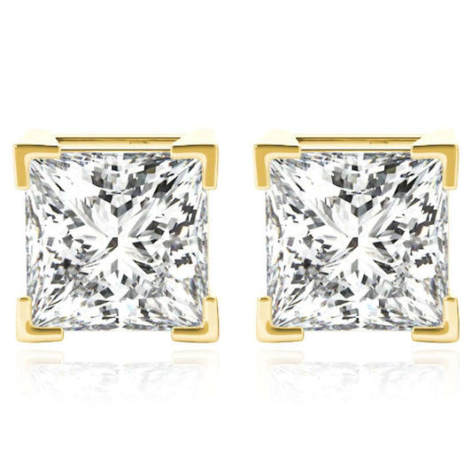 Lab-Grown Diamond 14K Gold Princess-Cut Stud Earrings 4.5-8mm