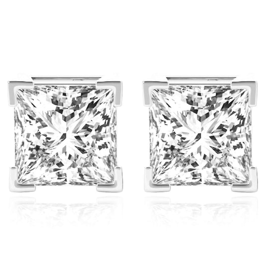 Lab-Grown Diamond 14K White Gold Princess-Cut Stud Earrings 4.5-8mm