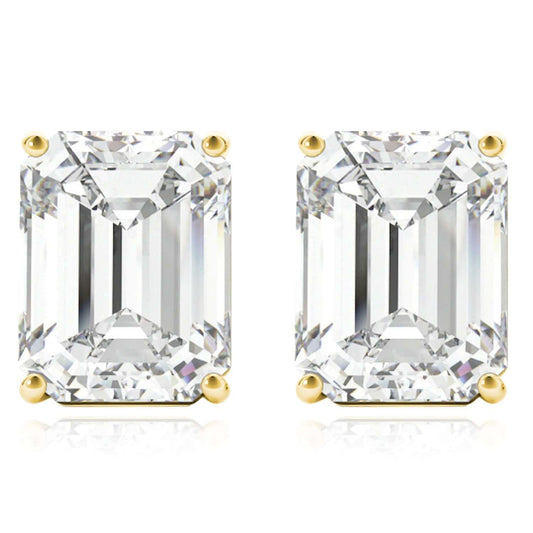 Lab-Grown Diamond 14K Gold Emerald-Cut Stud Earrings