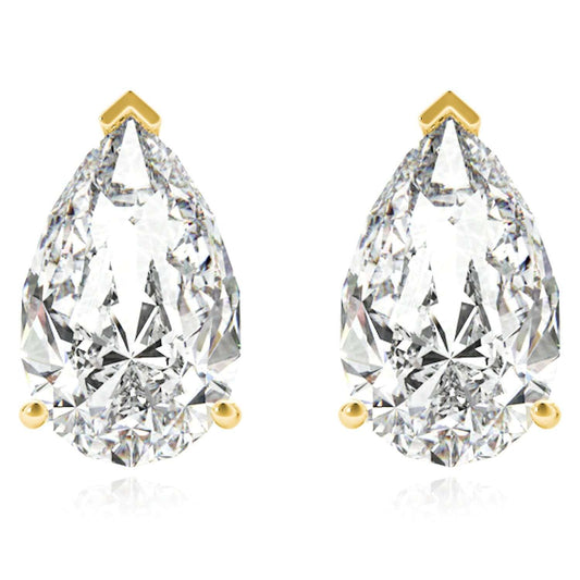Lab-Grown Diamond 14K Gold Pear-Cut Push Back Stud Earrings