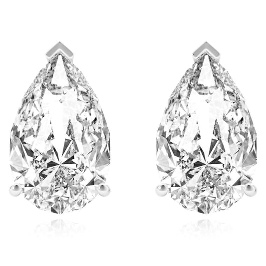 Lab-Grown Diamond 14K White Gold Pear-Cut Push Back Stud Earrings