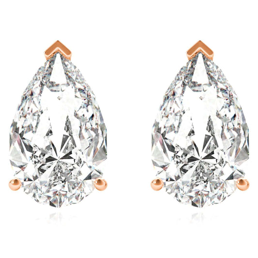 Lab-Grown Diamond 14K Rose Gold Pear-Cut Push Back Stud Earrings