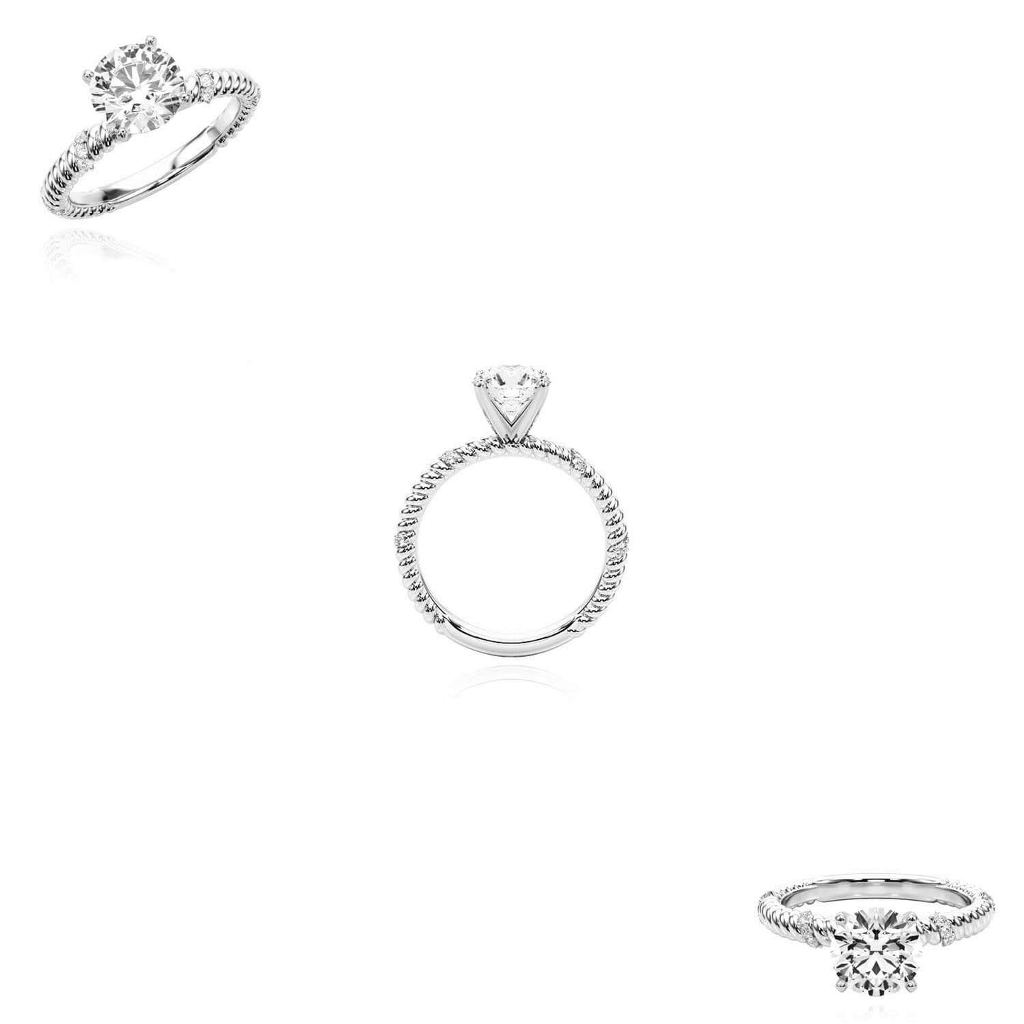 1.62CTW Lab-Grown Diamond 14K Real Gold White Twisted Rope Engagement Ring
