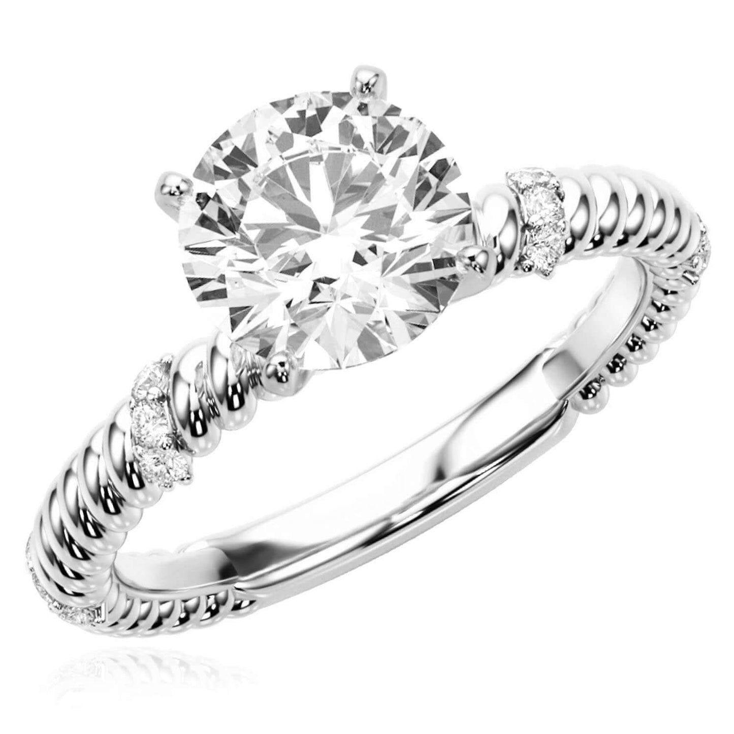 1.62CTW Lab-Grown Diamond 14K Real Gold White Twisted Rope Engagement Ring