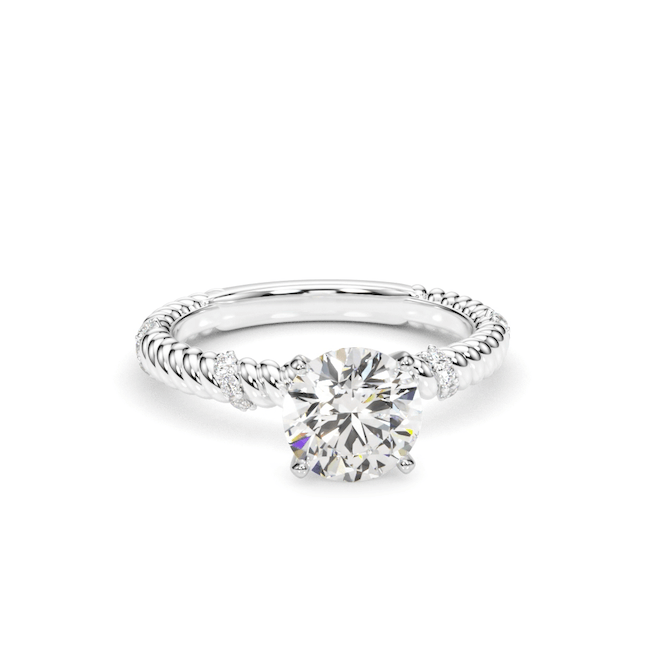 1.62CTW Lab-Grown Diamond 14K Real Gold White Twisted Rope Engagement Ring