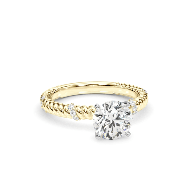 1.62CTW Lab-Grown Diamond 14K Real Gold Twisted Rope Engagement Ring