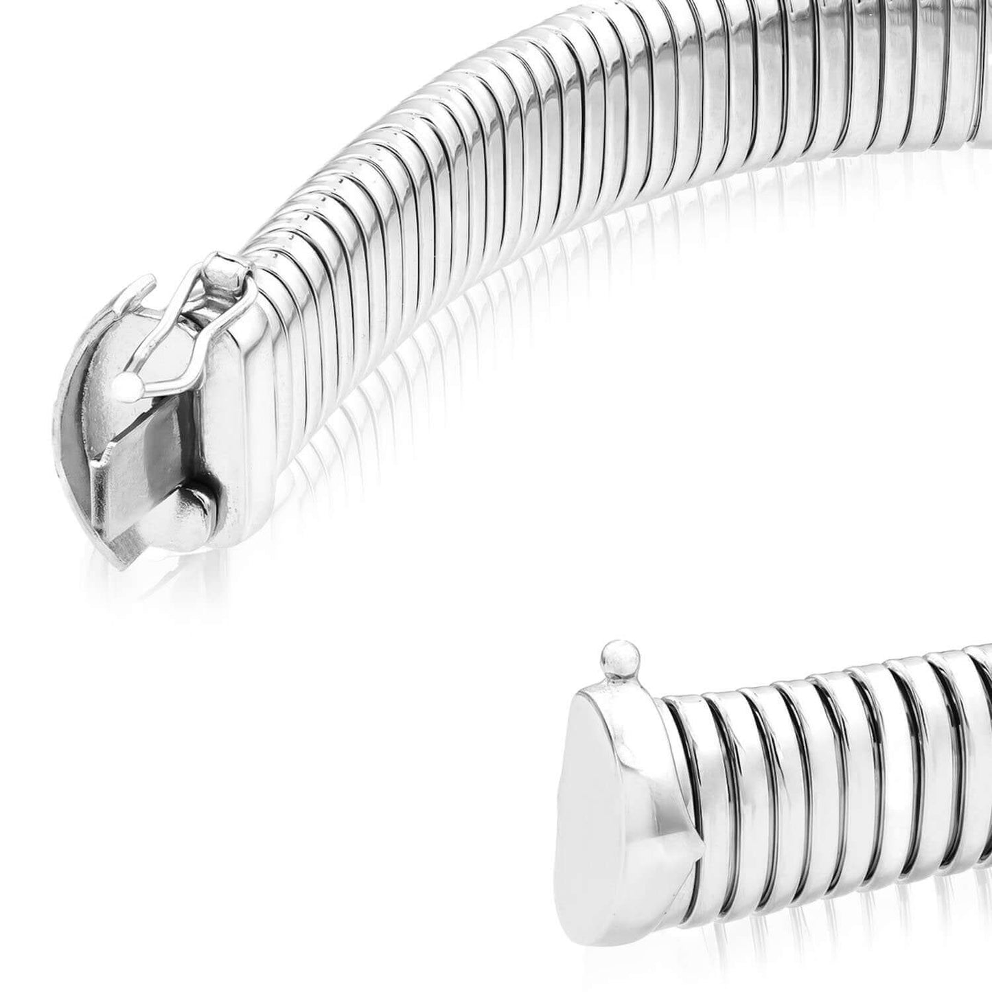 Solid Sterling Silver 14mm Omega Bracelet 7.5"
