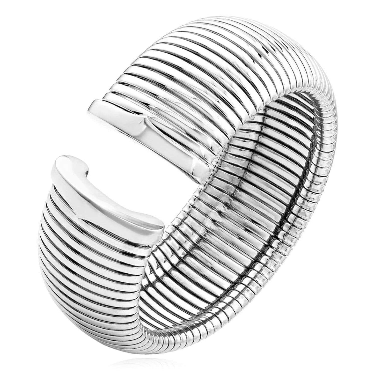 Sterling Silver 6mm, 18mm, 28mm Omega Open Bangle Bracelet