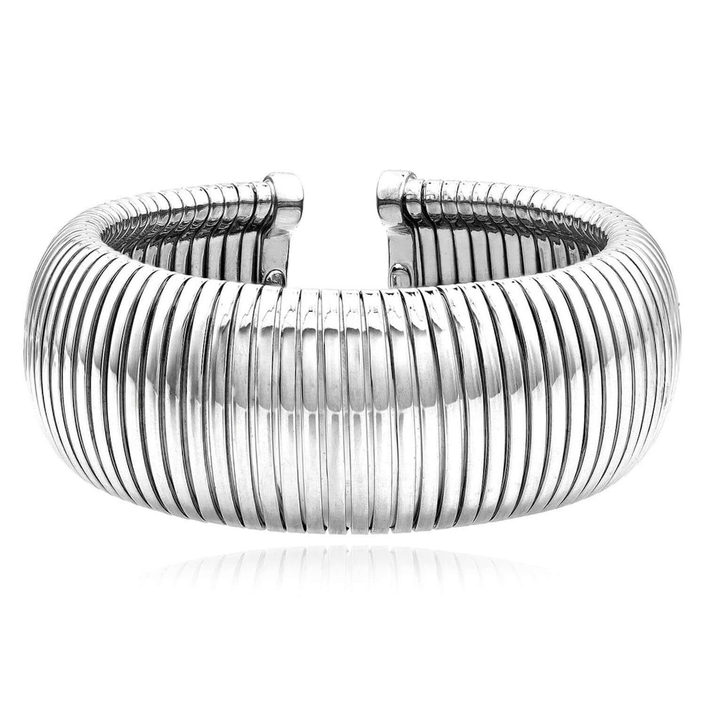Sterling Silver 6mm, 18mm, 28mm Omega Open Bangle Bracelet