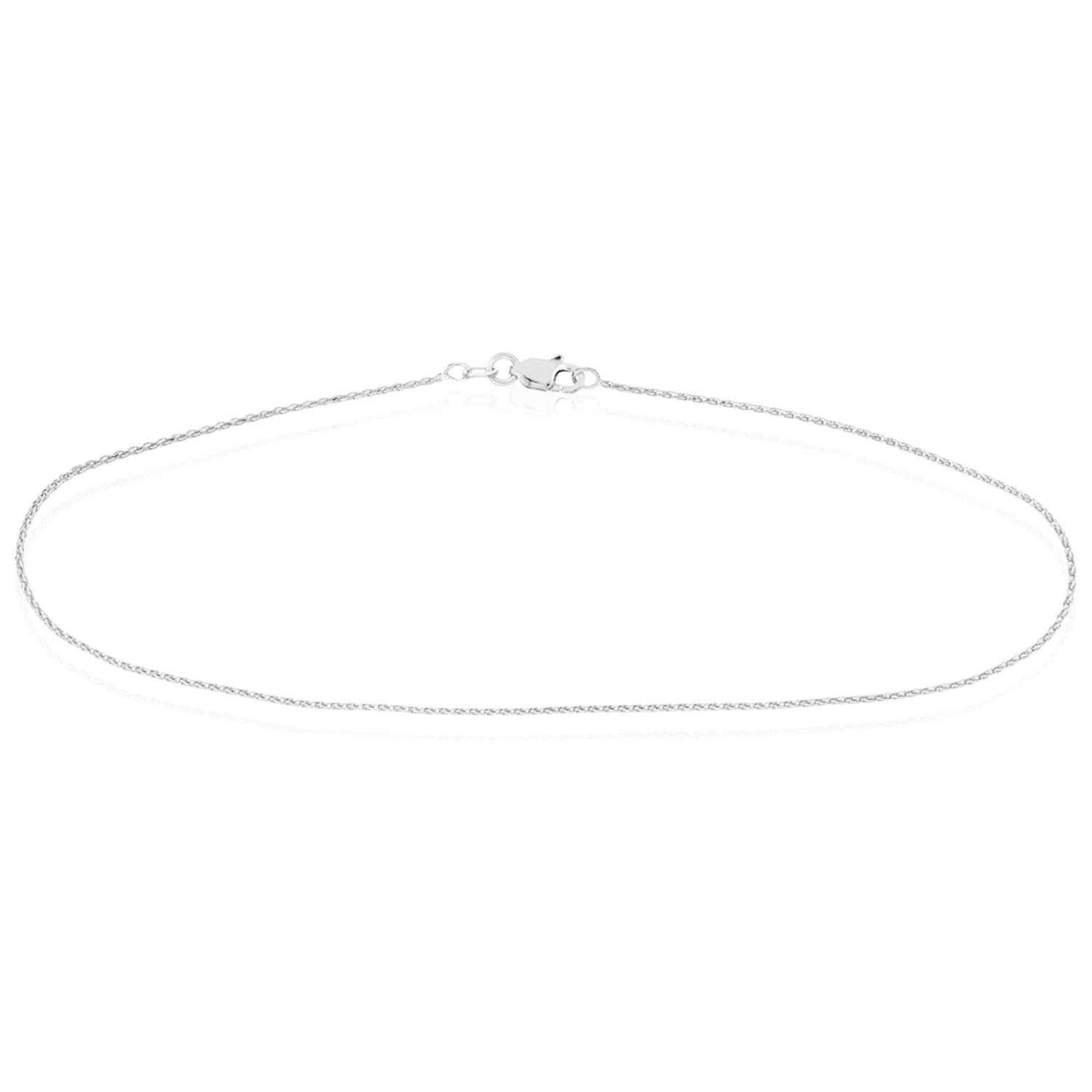 14K Real Gold Yellow White Diamond-Cut Spiga Wheat Ankle Bracelet - 10"