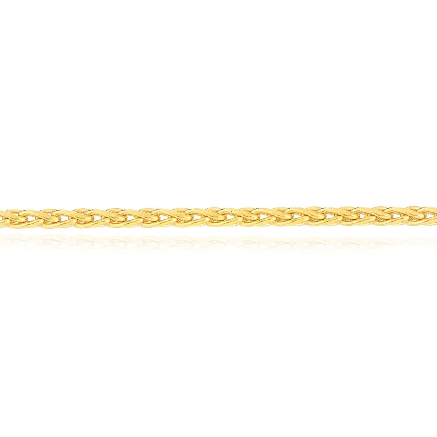 14K Real Gold Yellow White Diamond-Cut Spiga Wheat Ankle Bracelet - 10"