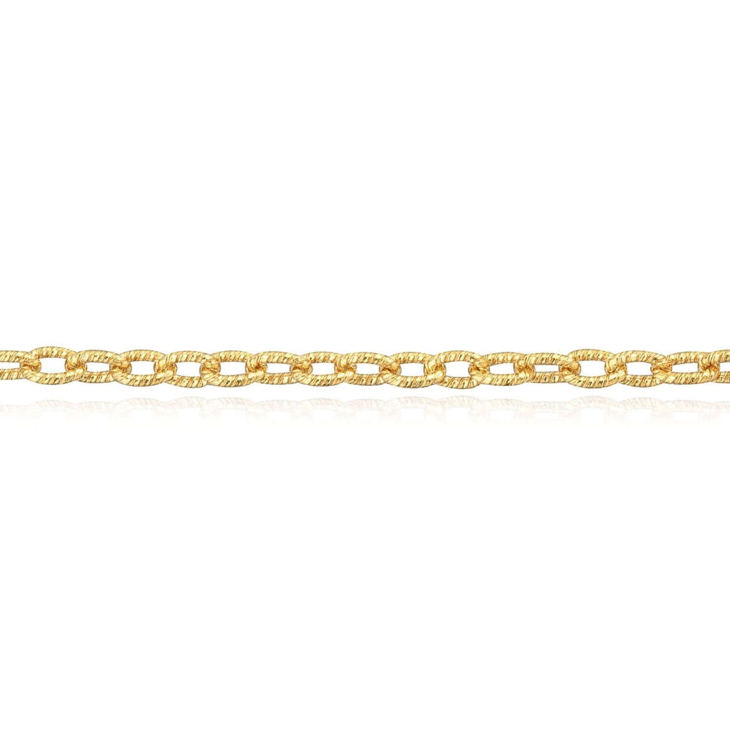 Solid 14K Real Gold 1.8mm Textured Rolo Ankle Bracelet 10"