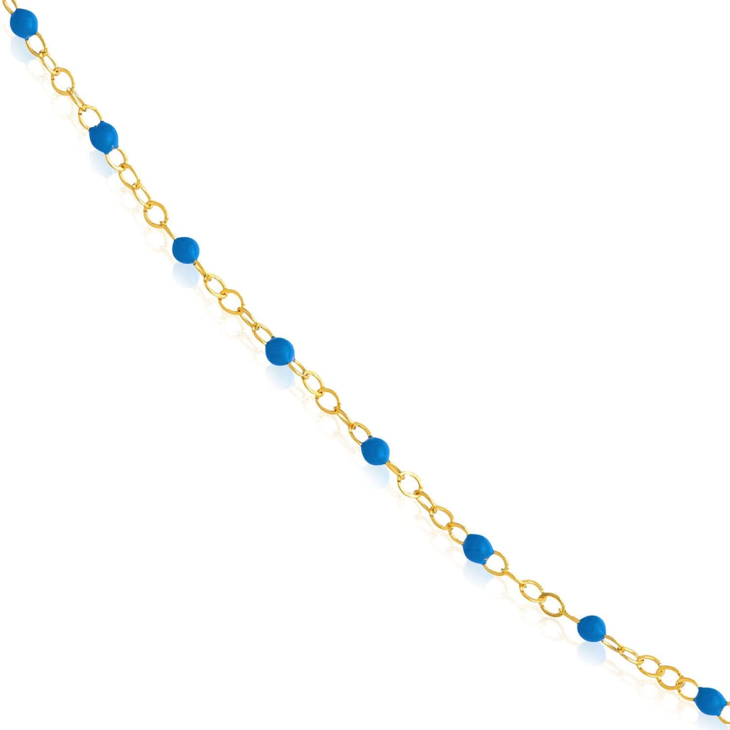 14K Real Gold Red, White, Cobalt Enamel Bead Necklace 16"-18" Adjustable