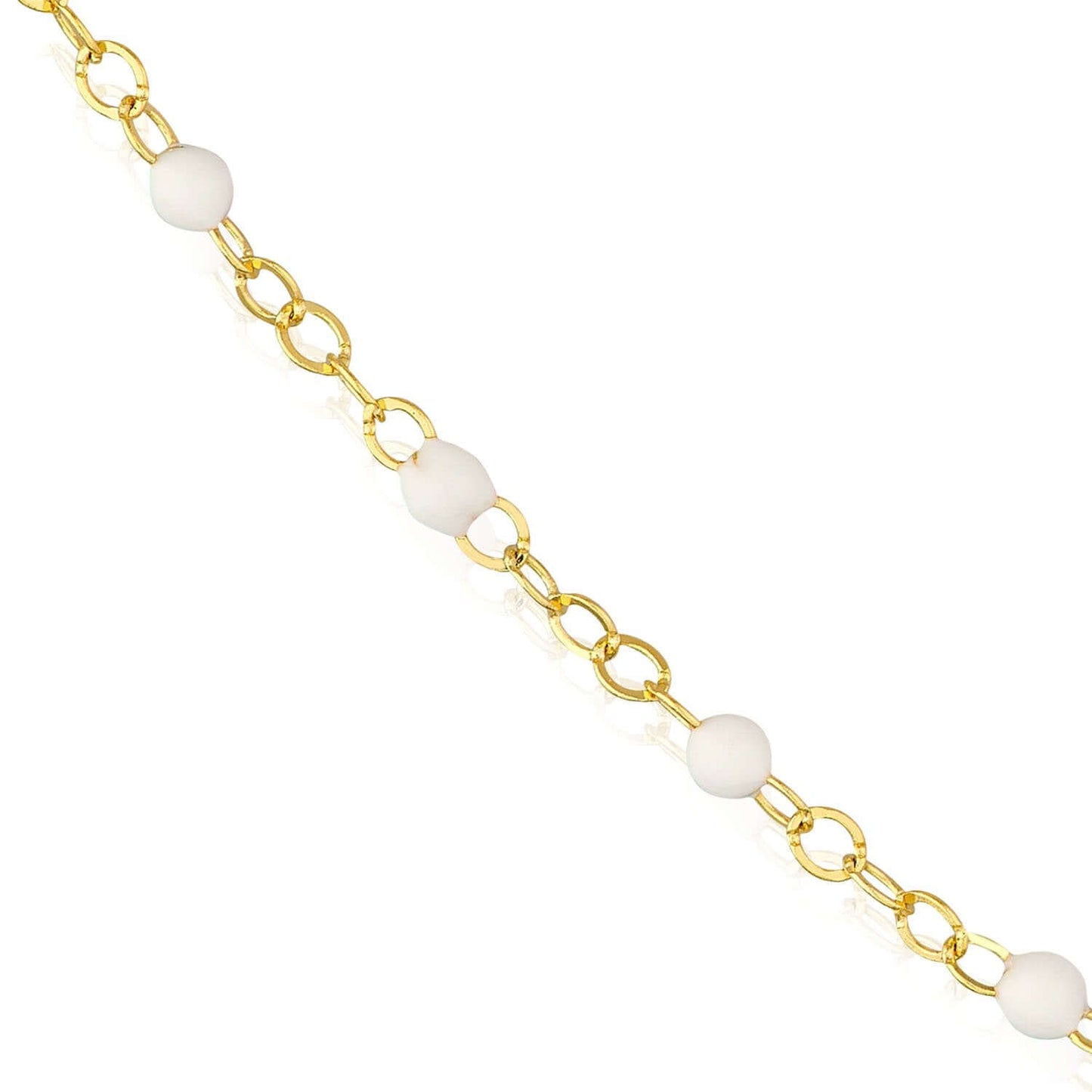 14K Real Gold Red, White, Cobalt Enamel Bead Necklace 16"-18" Adjustable