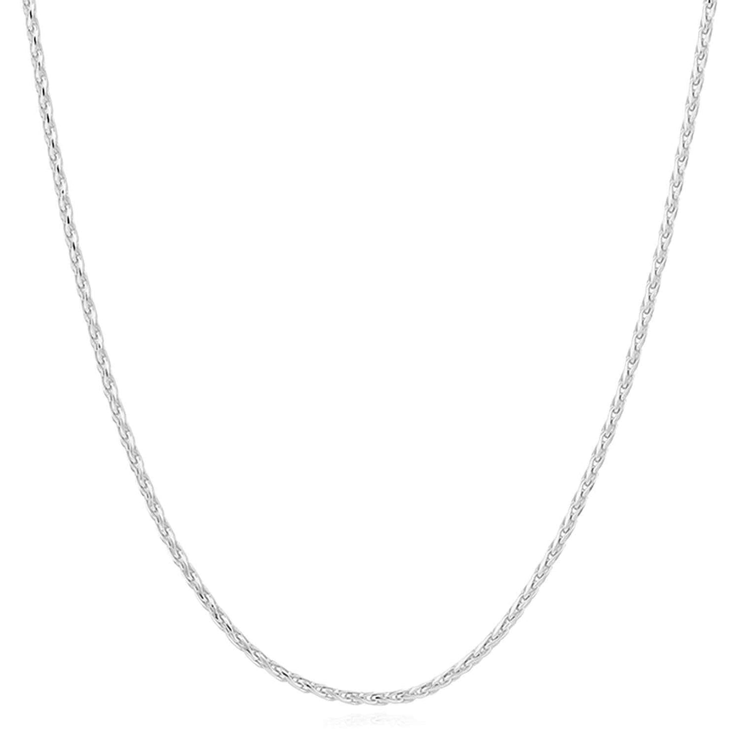 14K Real Gold 1mm Yellow, White Spiga Diamond-Cut Wheat Chain Necklace 16"-24"