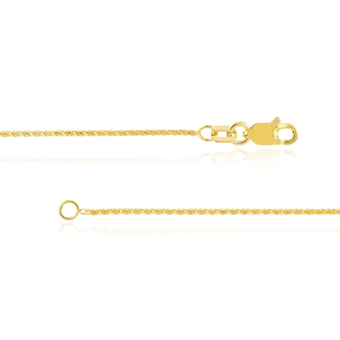 14K Real Gold 1mm Yellow, White Spiga Diamond-Cut Wheat Chain Necklace 16"-24"