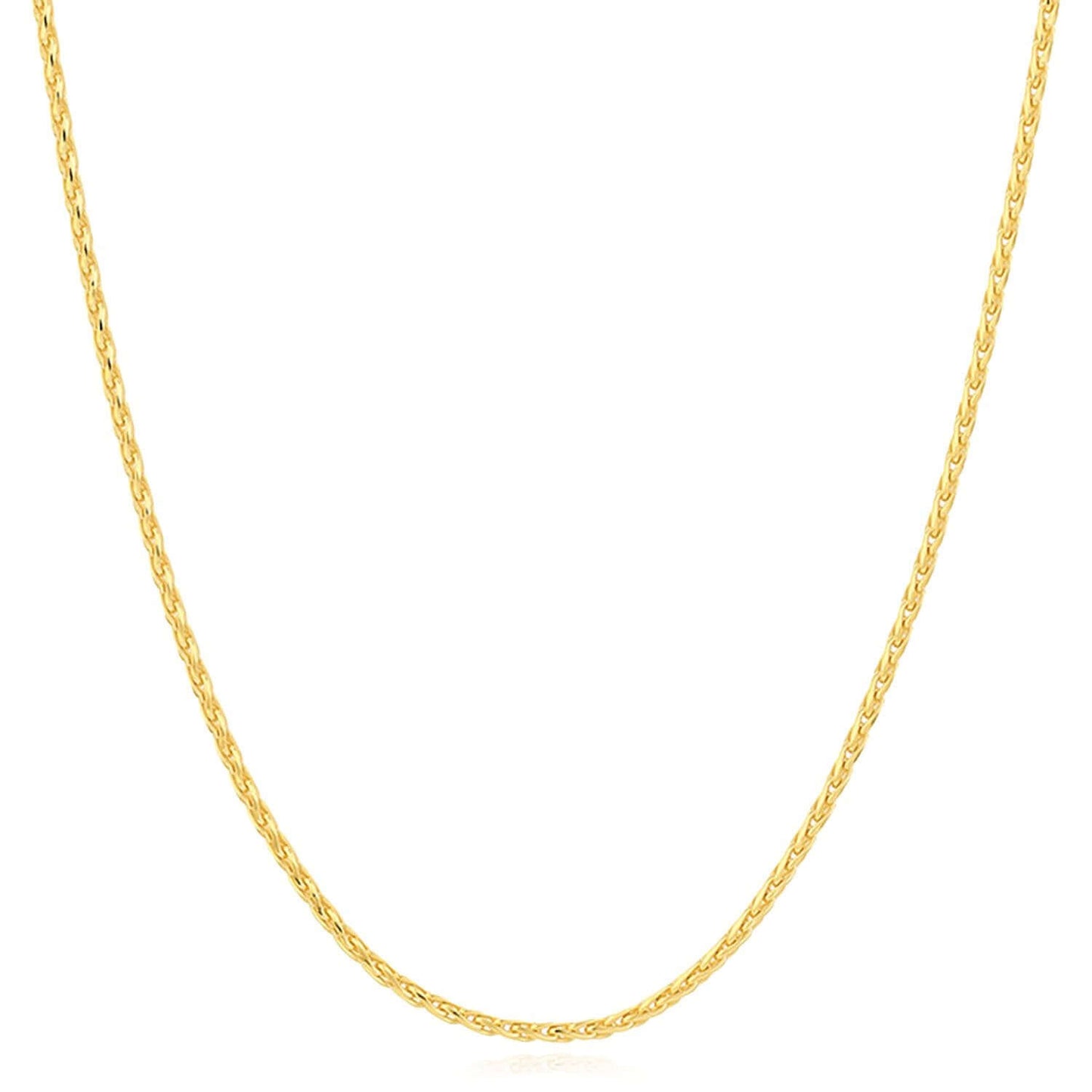 14K Real Gold 1mm Yellow, White Spiga Diamond-Cut Wheat Chain Necklace 16"-24"