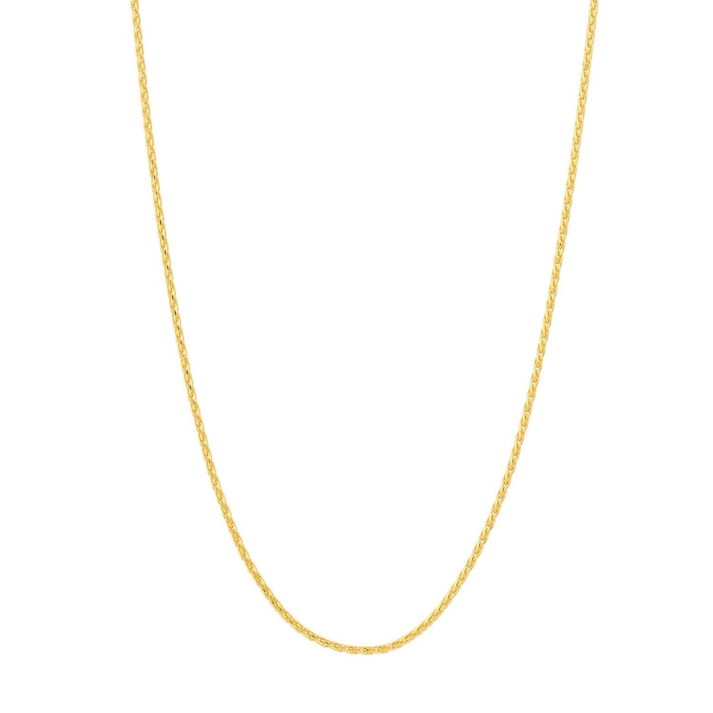 14K Real Gold 1mm Yellow, White Spiga Diamond-Cut Wheat Chain Necklace 16"-24"