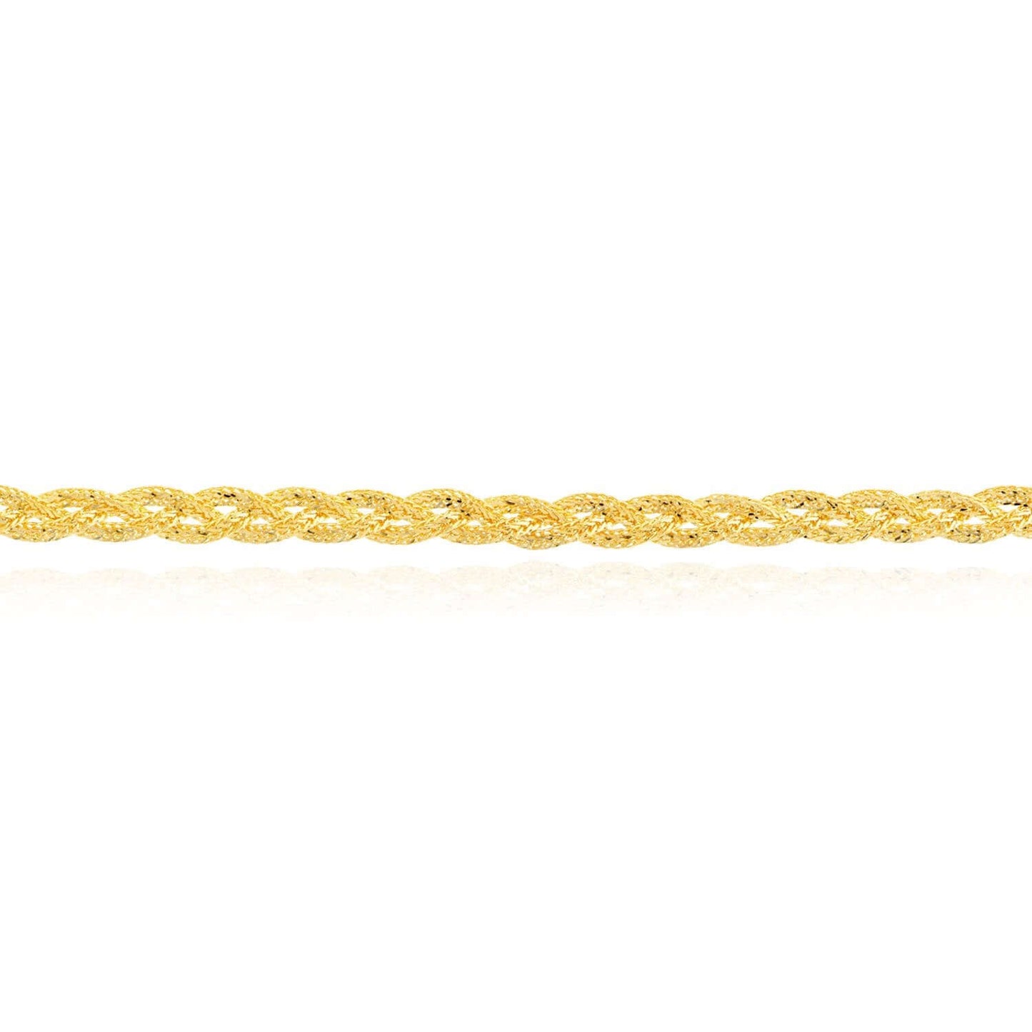14K Real Gold 3mm Fox Link Ankle Bracelet 10"