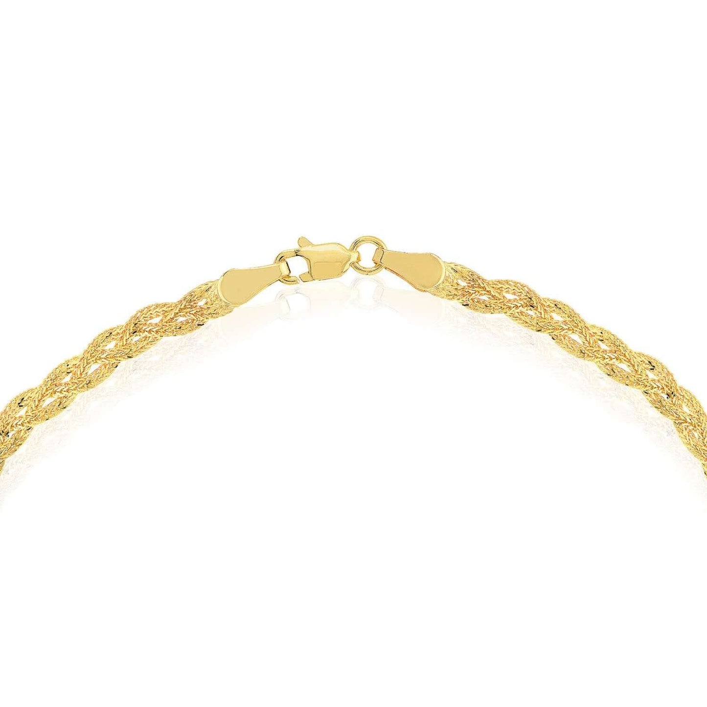 14K Real Gold 3mm Fox Link Ankle Bracelet 10"