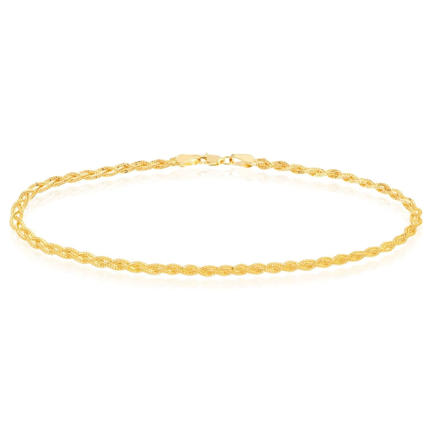 14K Real Gold 3mm Fox Link Ankle Bracelet 10"