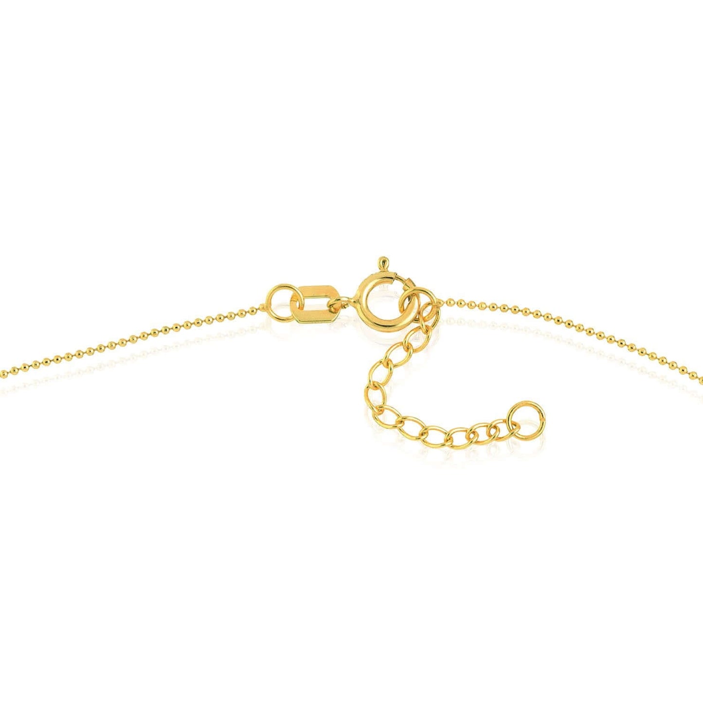 14K Real Gold Diamond-Cut Chain Bead Stations Ankle Bracelet 9"-10" Adjustable