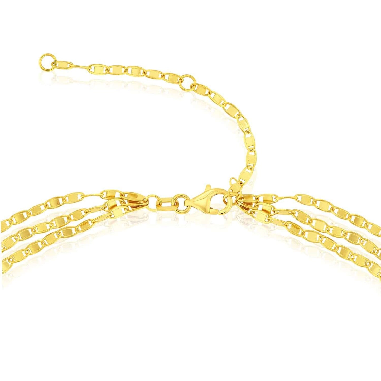 14K Real Gold Mariner Triple Strand Ankle Bracelet 9"-10" Adjustable