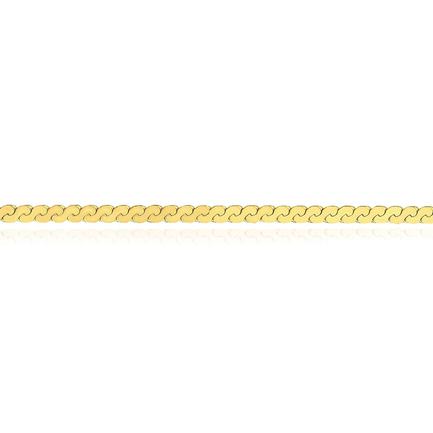 14K Real Gold Solid 2mm Serpentine Bracelet 7.5"