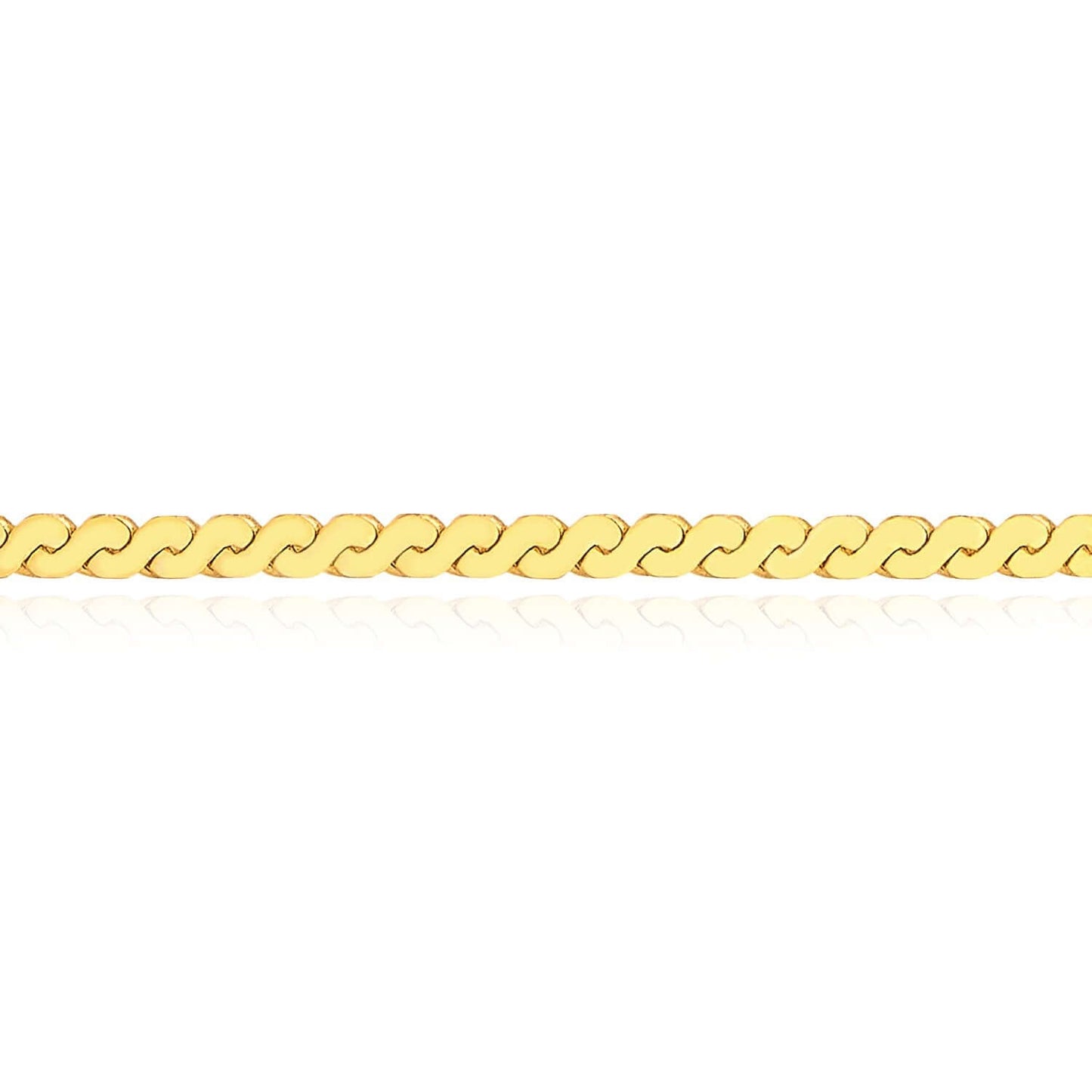 14K Real Gold 2mm Solid Serpentine Ankle Bracelet 10"