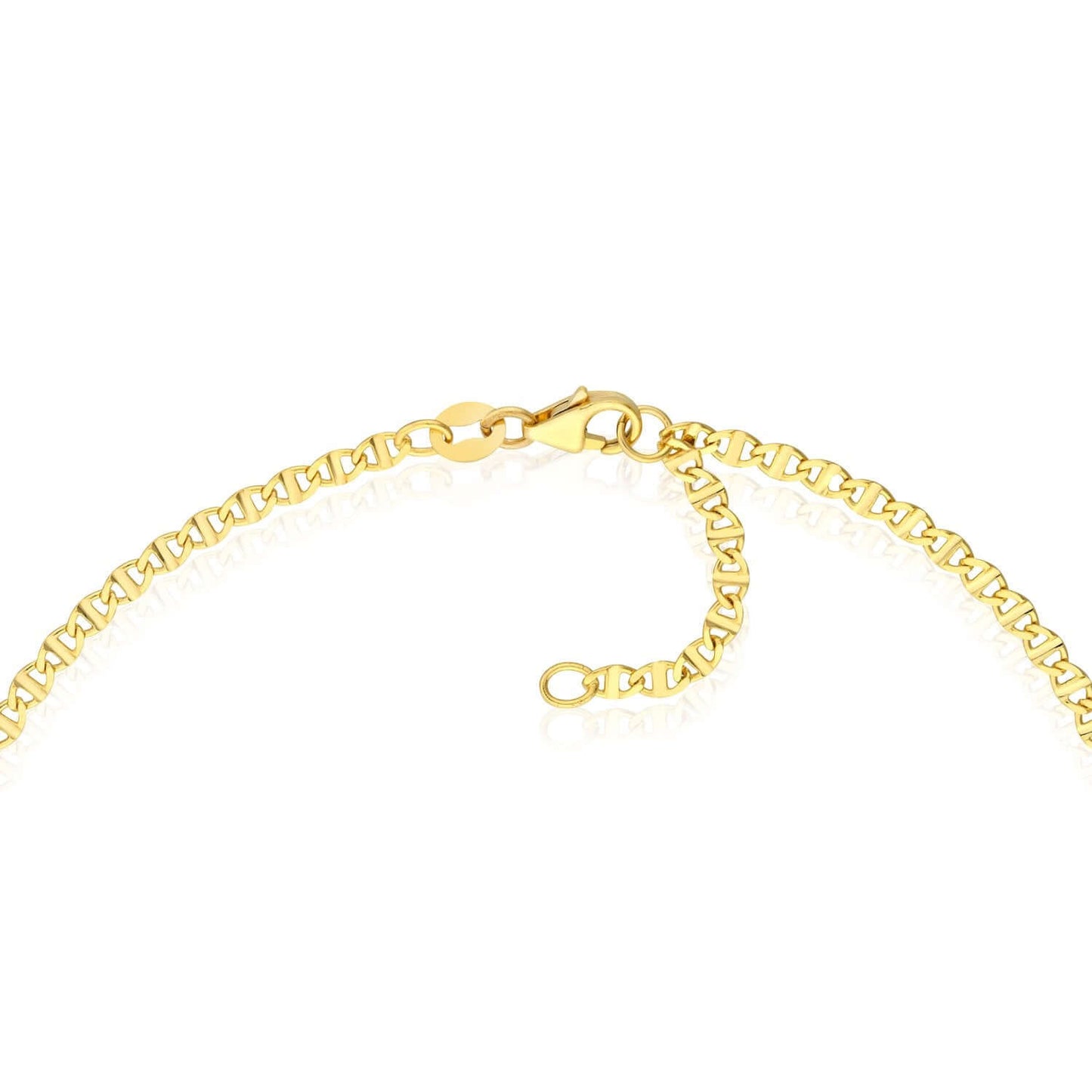 14K Real Gold Tri-Color Yellow White Rose Anchor Ankle Bracelet 9-10" Adjustable
