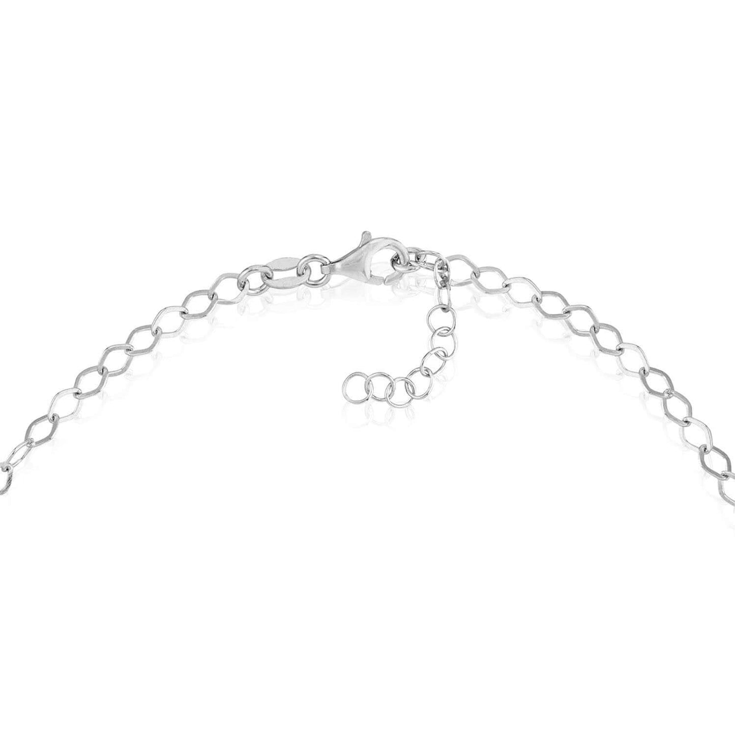Sterling Silver Purple Princess-Cut CZ Stations Ankle Bracelet 9"-10" Adjustable