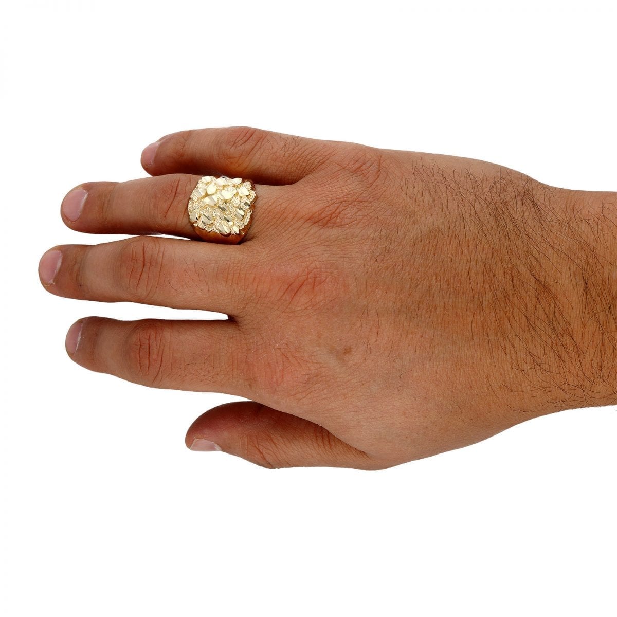 10K Real Gold Diamond-Cut Nugget Ring