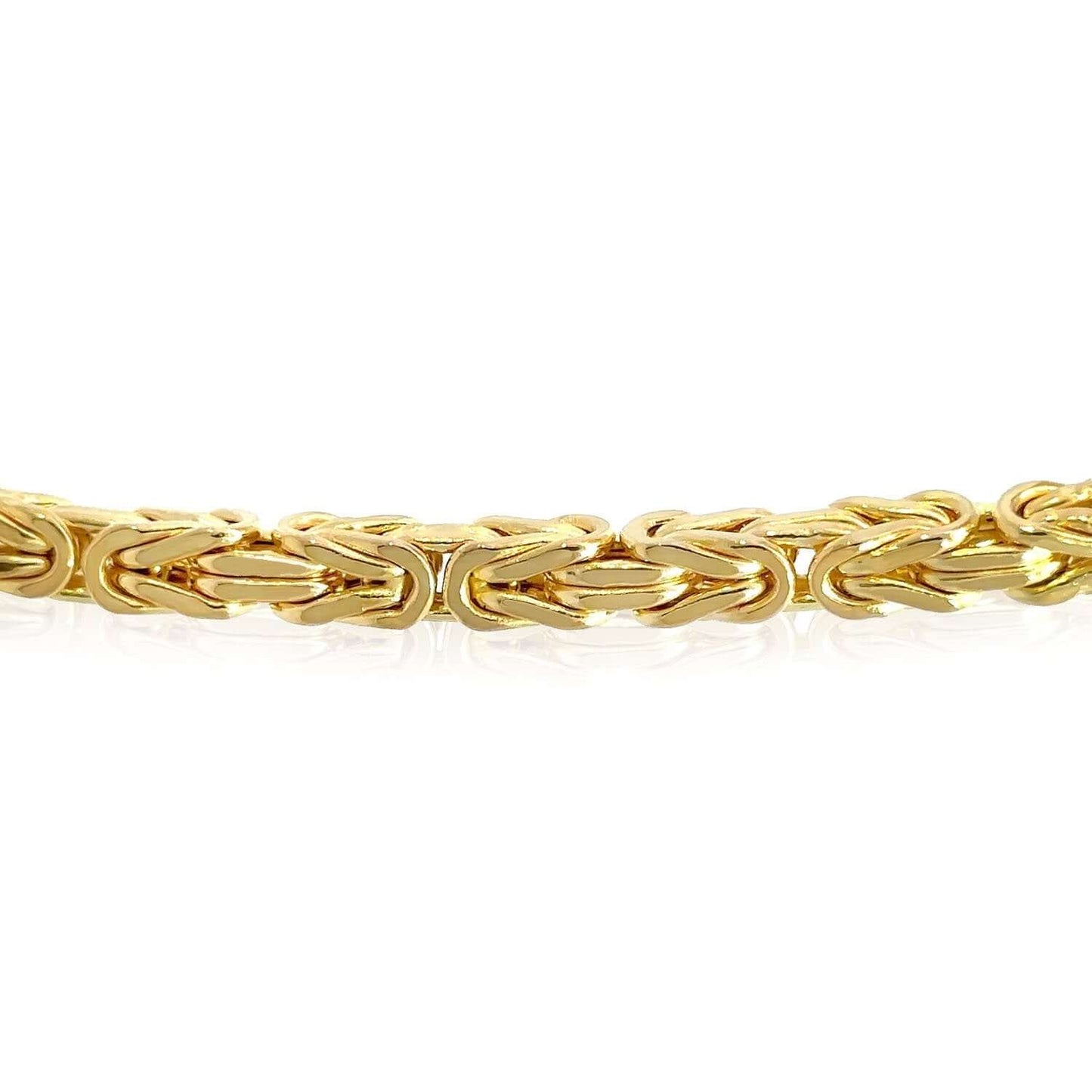 14K Real Gold 5mm Square Byzantine Chain Necklace 22" 24" 26" 28" 30"