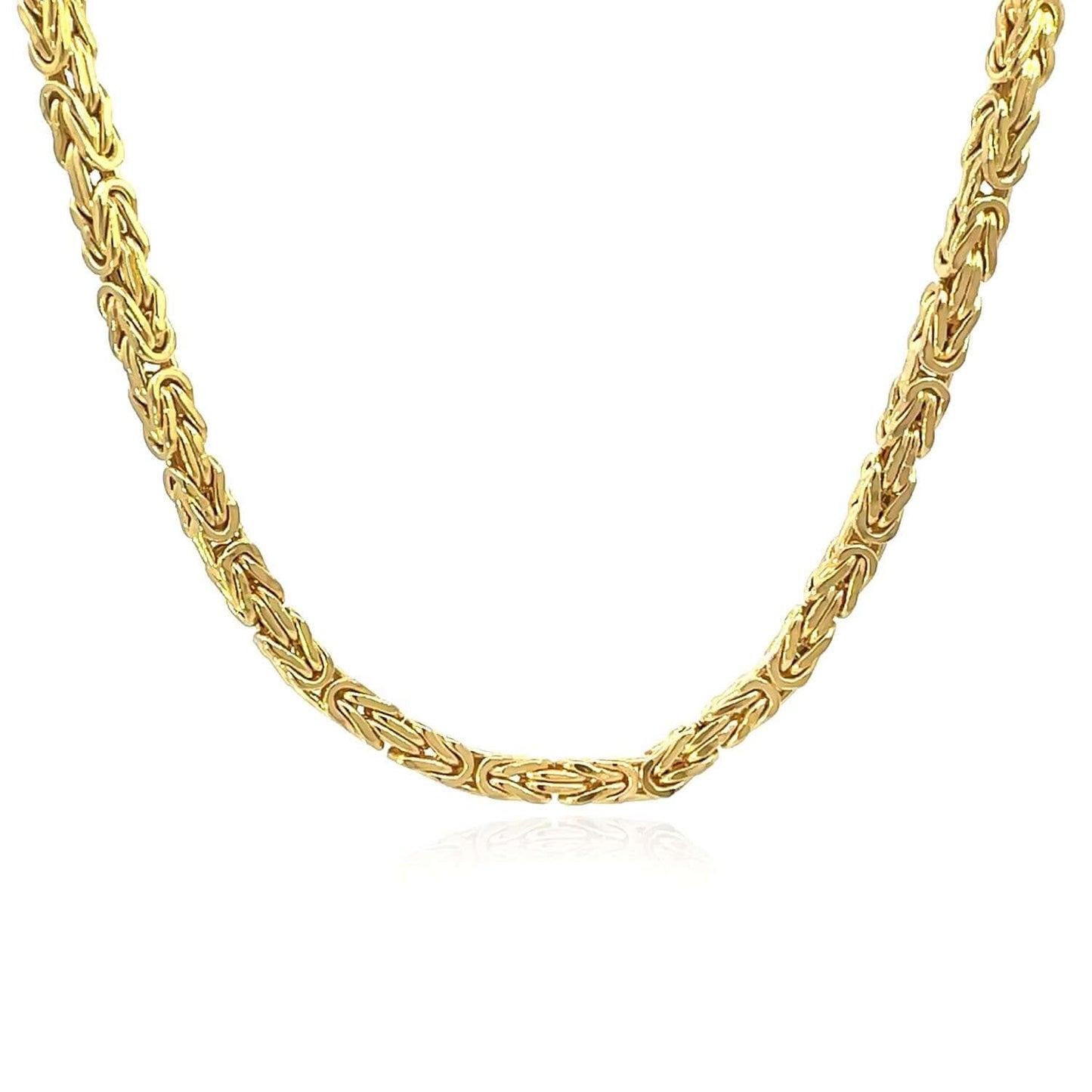 14K Real Gold 5mm Square Byzantine Chain Necklace 22" 24" 26" 28" 30"