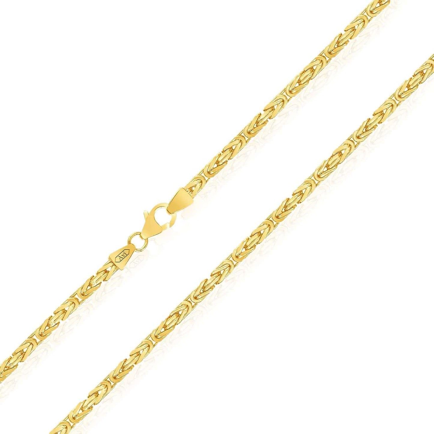 14K Real Gold 3.5mm Hollow Byzantine Chain Necklace 18" 20" 22" 24" 26" 28"