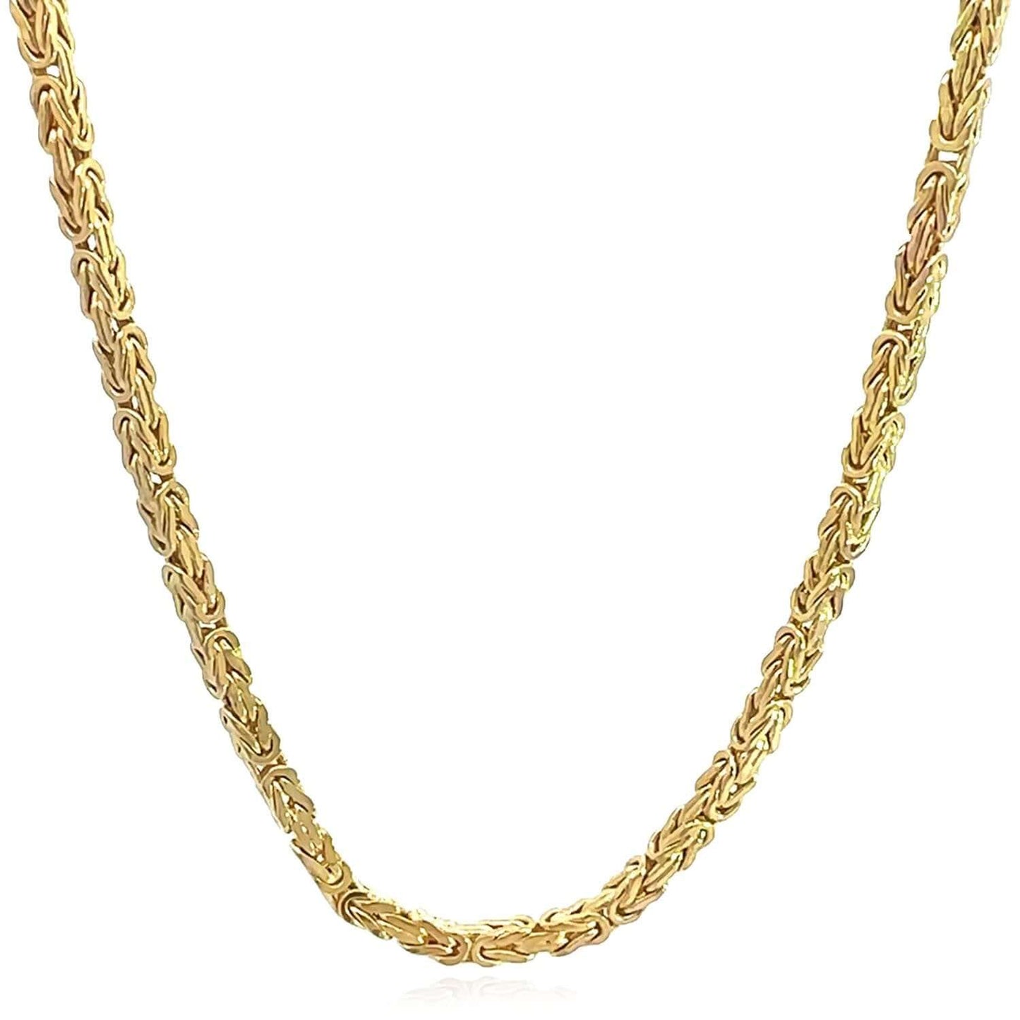 14K Real Gold 3.5mm Hollow Byzantine Chain Necklace 18" 20" 22" 24" 26" 28"