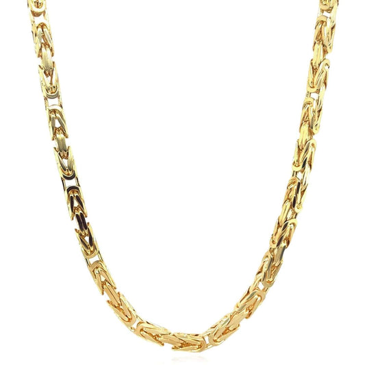 14K Yellow Gold 3.5mm Byzantine Chain (Solid Links) 20"-28"